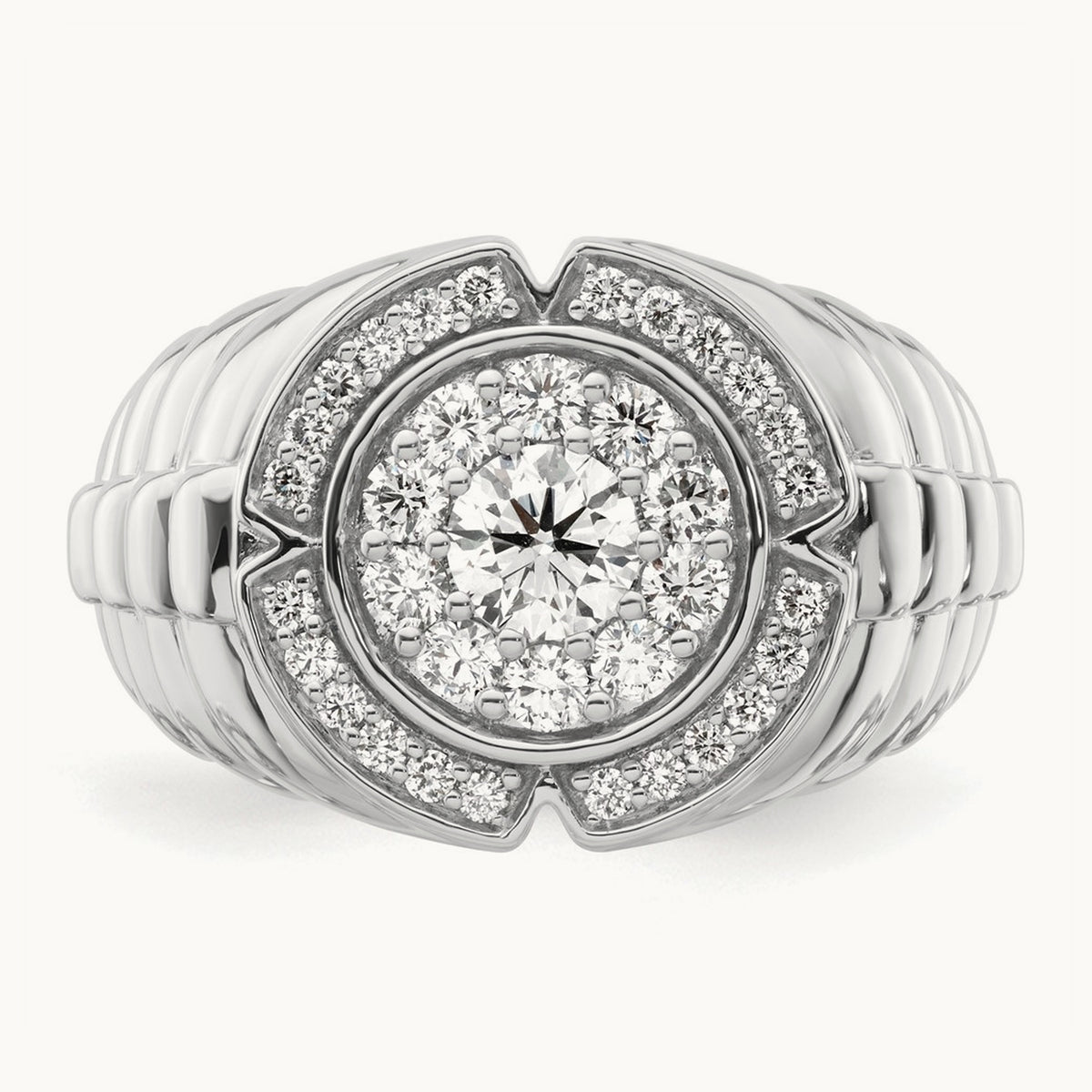 Men's Cluster Ring, 1.25 ct tw Lab-Grown Diamond — 10K White Gold