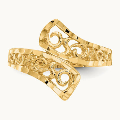 By-pass Lace Diamond-cut Ring, 14K