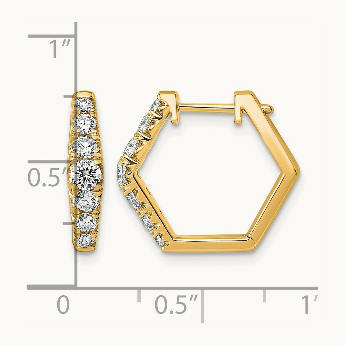 Fashion Hoop Earrings, 0.50-1.50 ct tw Lab-Grown Diamond — 1 ct, 14K Yellow Gold