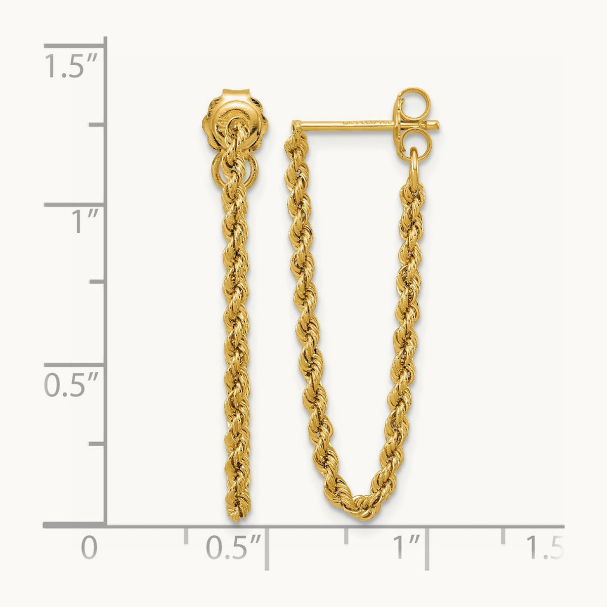 Polished Rope Dangle Earrings — 14K Yellow Gold
