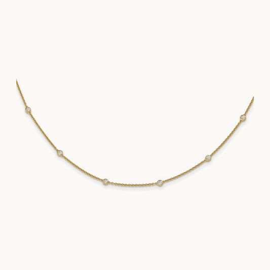 TO 14kr 16 Station Necklace, 3/8-1/2 ct Lab-Grown Diamond — 14K Yellow Gold