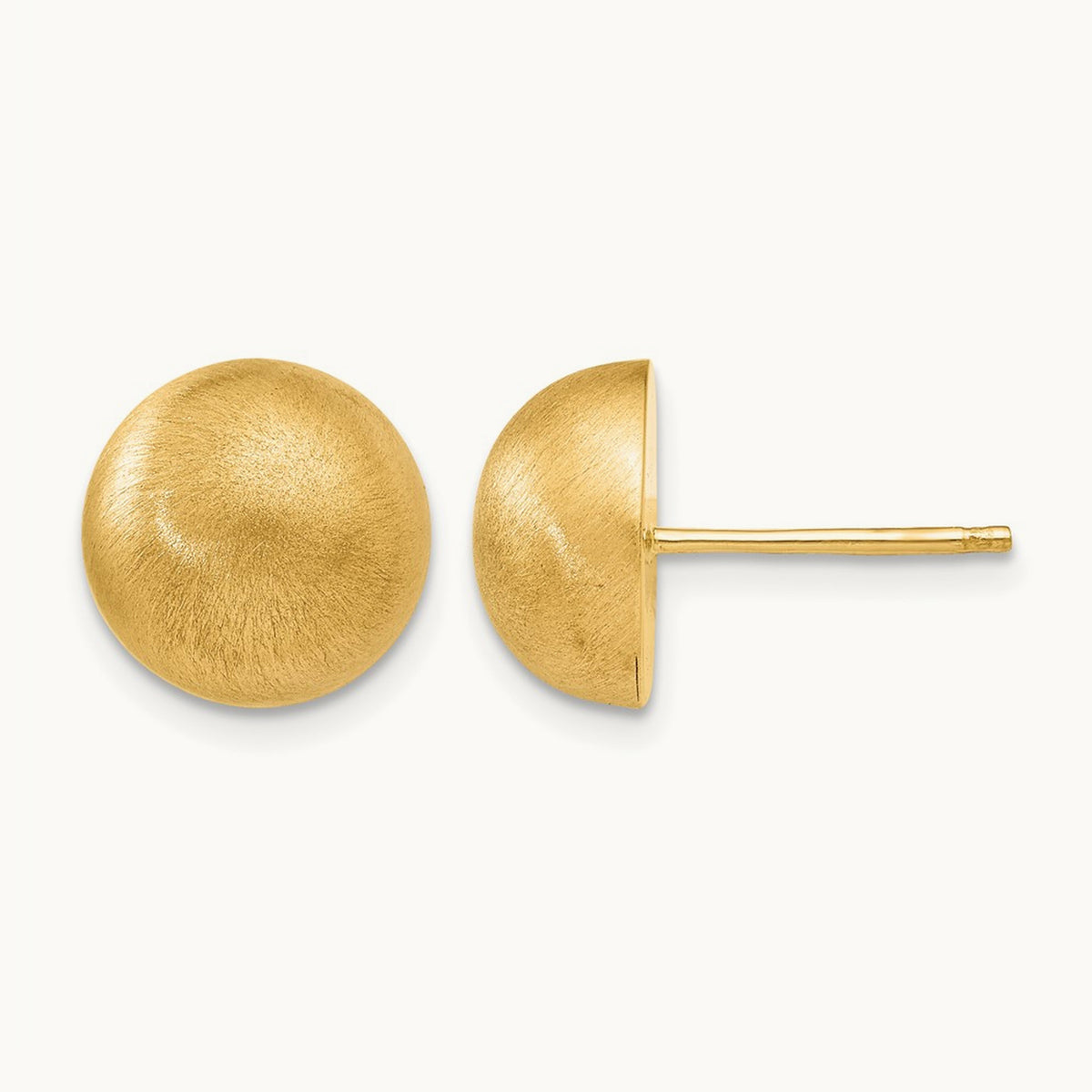 Hollow Satin Half Ball Post Earrings — 10.50mm