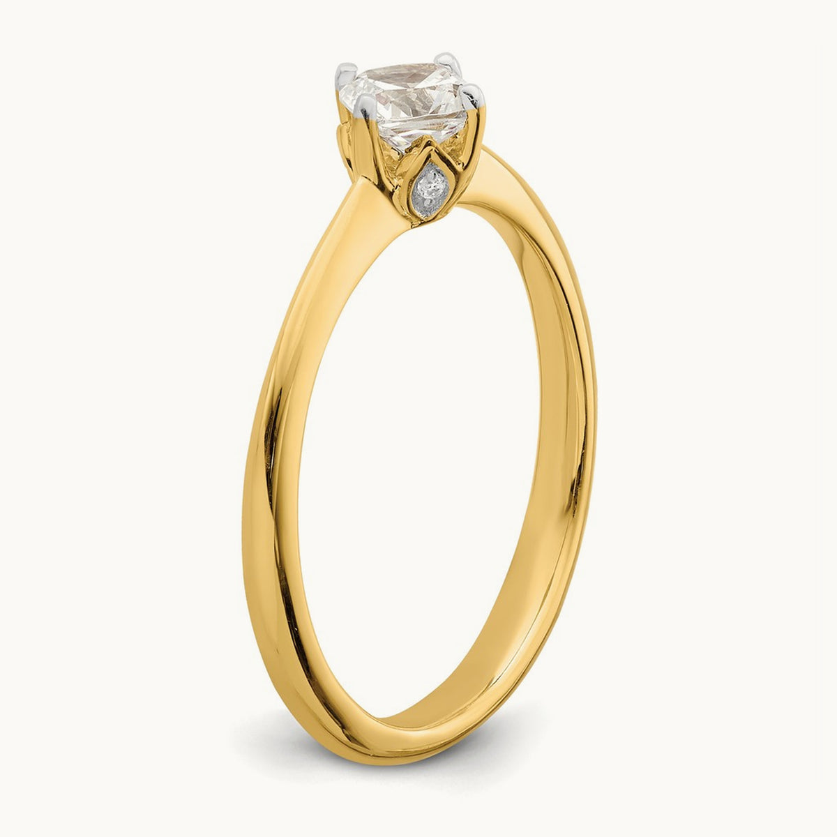 Polish Cushion Leaf Design Semi-Mount Ring — 1/2 ct, 7