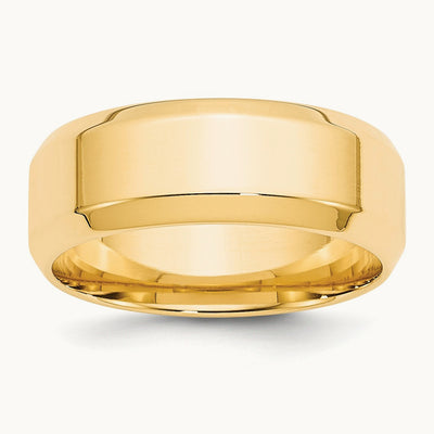 Bevel Edge Comfort Fit Band, 8mm, 10K Yellow Gold