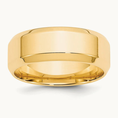 Bevel Edge Comfort Fit Band, 8mm, 10K Yellow Gold