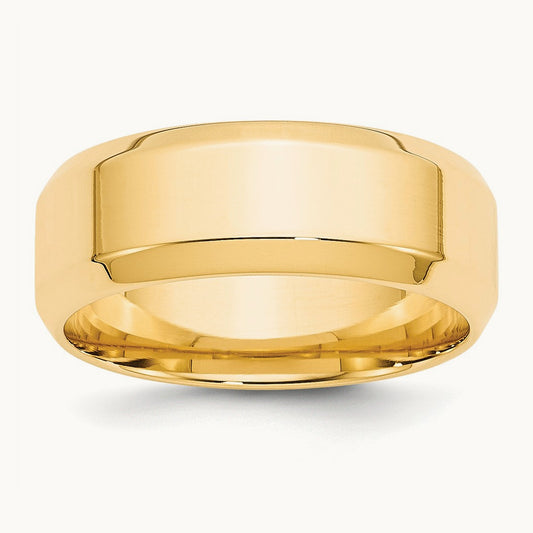 Bevel Edge Comfort Fit Band, 8mm, 10K Yellow Gold