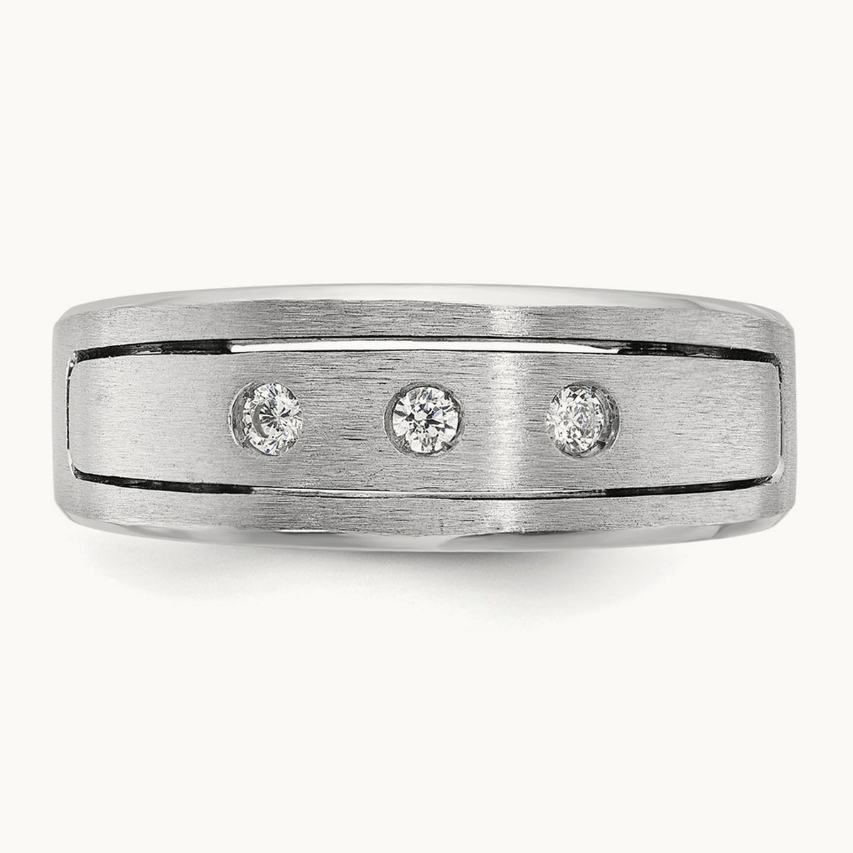 WG IBGoodman Men's Polished/Satin/Antiqued Diamond Complete Ring, 14K