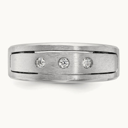 WG IBGoodman Men's Polished/Satin/Antiqued Diamond Complete Ring, 14K