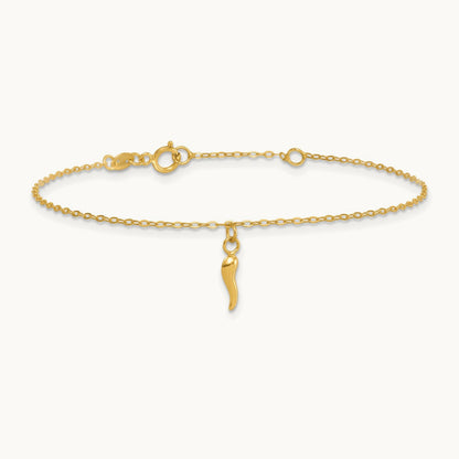 Polished Italian Horn Dangles w/.75in Ext Bracelet, 14K