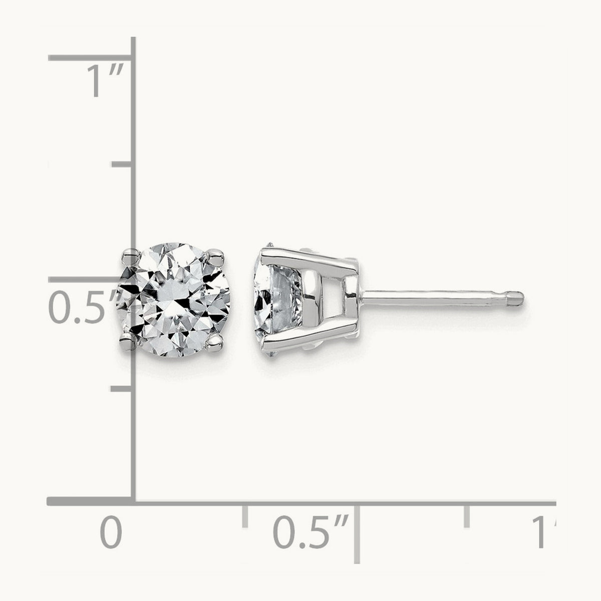 Round Angled Stud Earrings, 0.50-4.00 ct tw Lab-Grown Diamond — 2 ct, 14K White Gold