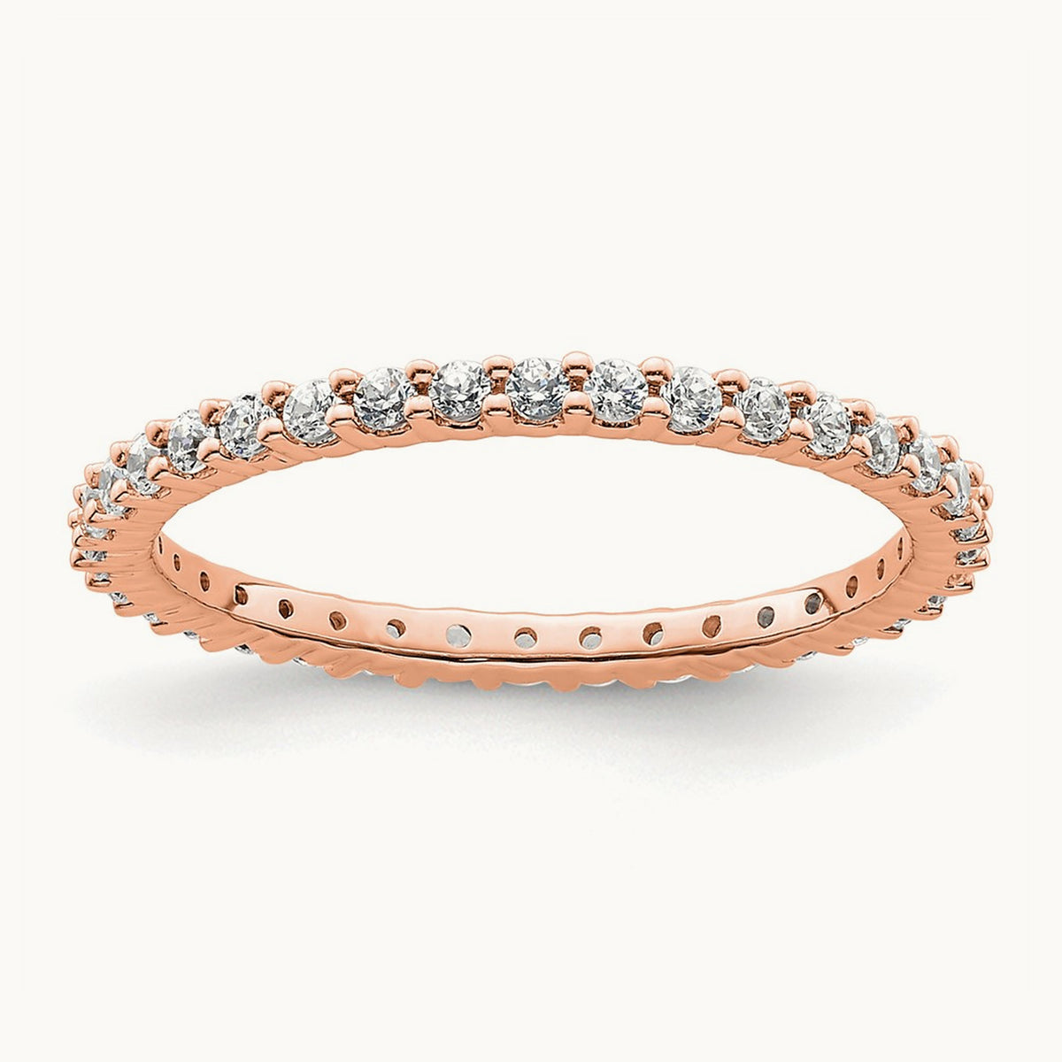 Polished Shared Prong Diamond Eternity Band — 14K Rose Gold, 0.5 ct (3)