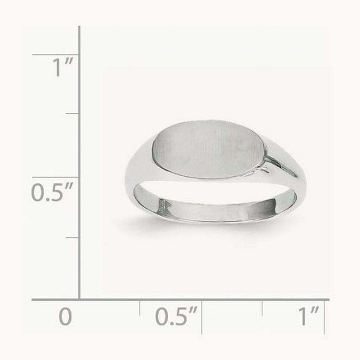 12.0x6. Closed Back Signet Ring, 5mm, 14K White Gold