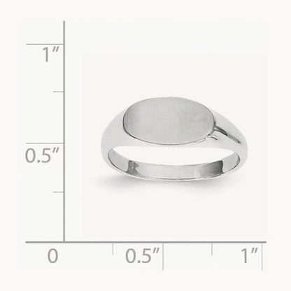 12.0x6. Closed Back Signet Ring, 5mm, 14K White Gold