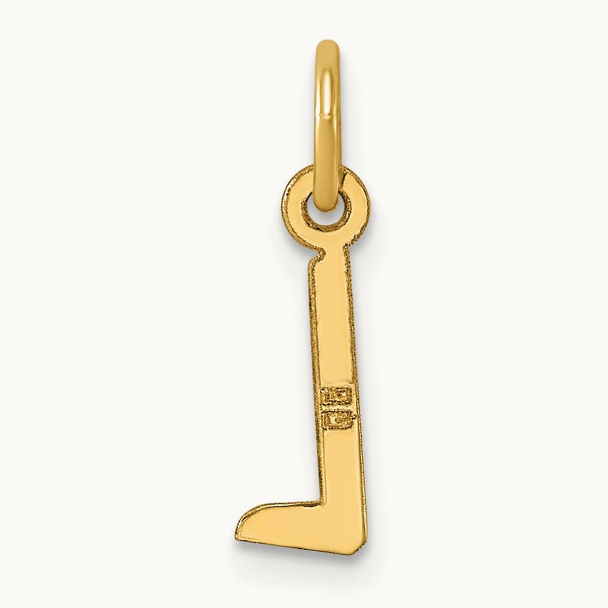 Small Slanted Block Initial Charm — 14K Yellow Gold, L