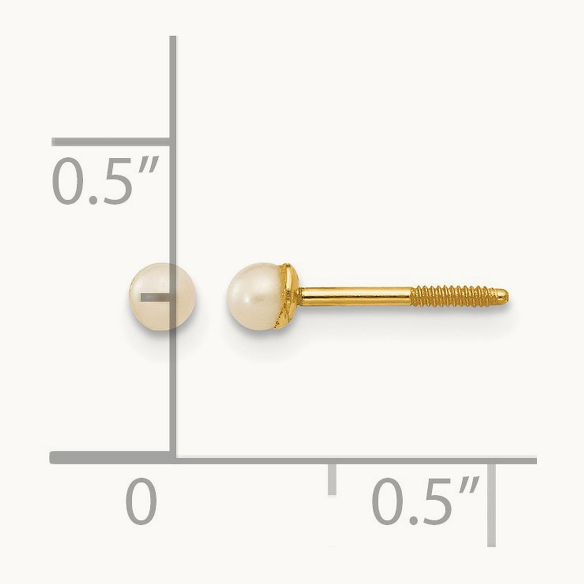 Madi K 2.5- Button FW Cultured Pearl Screwback Post Earrings, 3.5mm, 14K