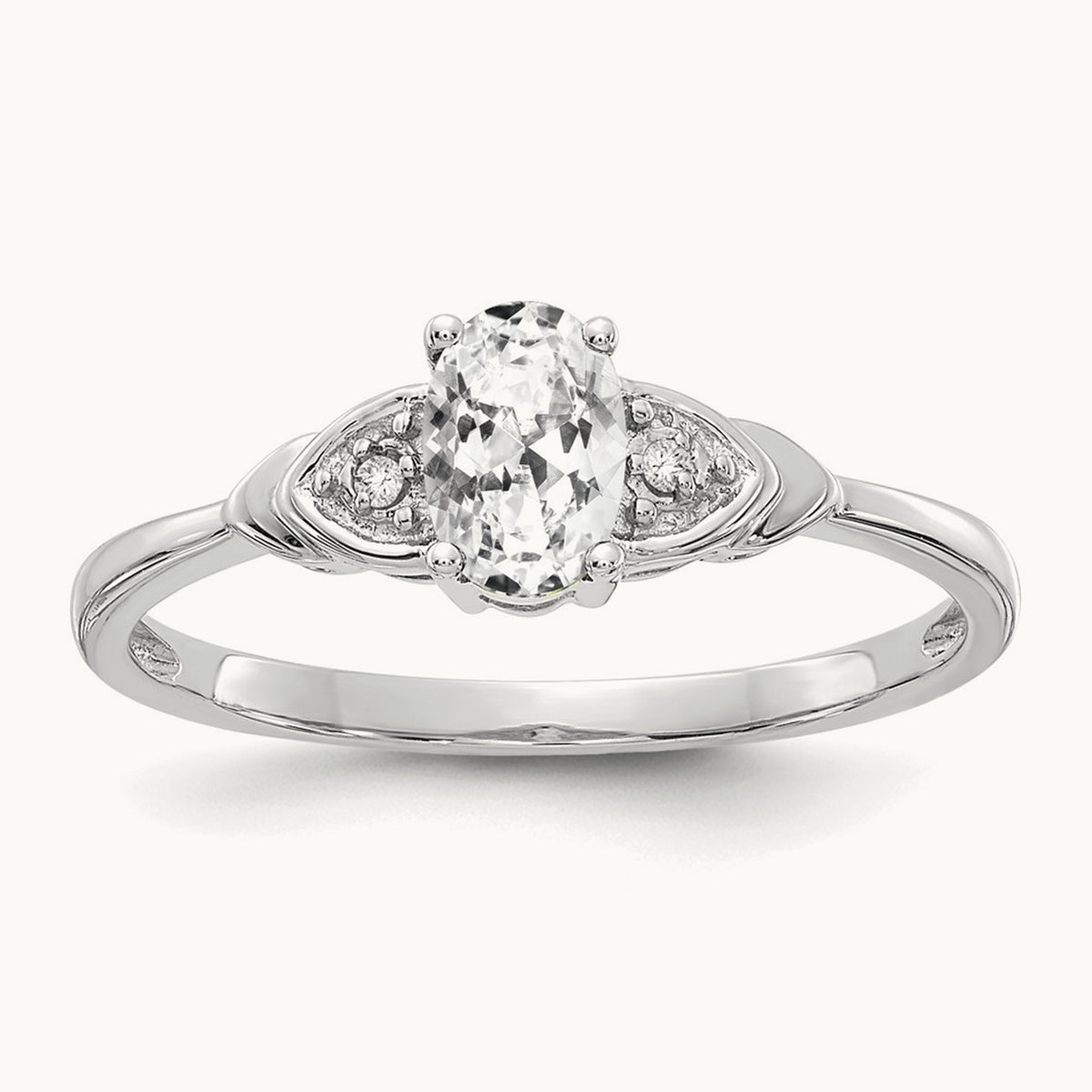 Topaz and Diamond Ring — 14K White Gold, 7