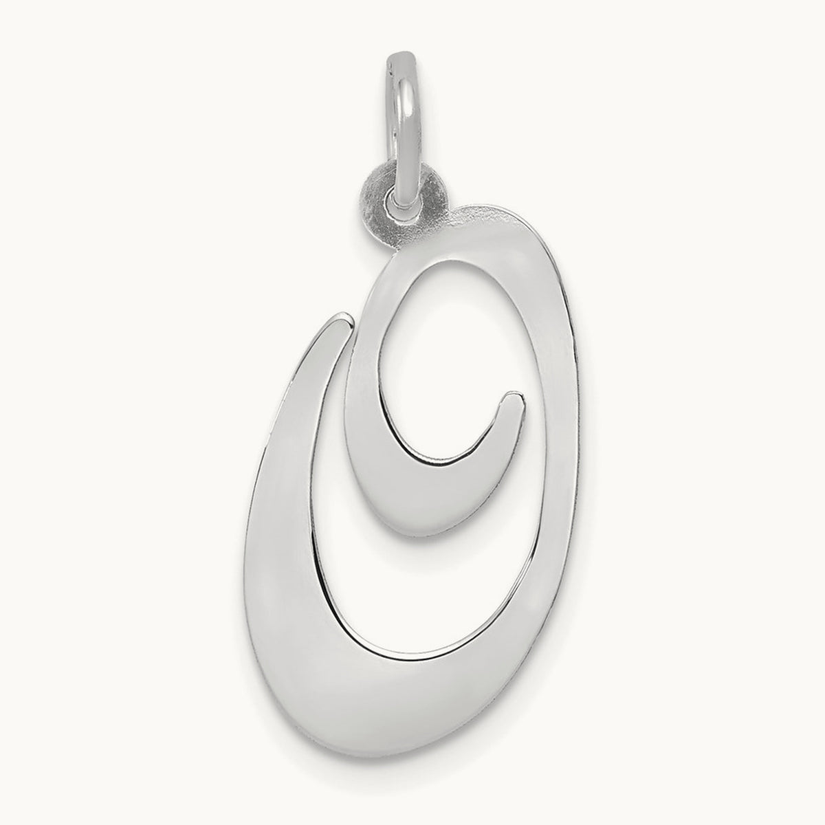Large Fancy Script Initial Charm — 14K White Gold, O