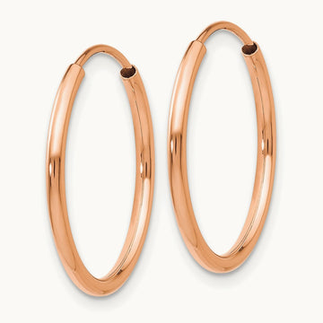 Polished Endless Tube Hoop Earrings, 1.50mm, 14K Rose Gold
