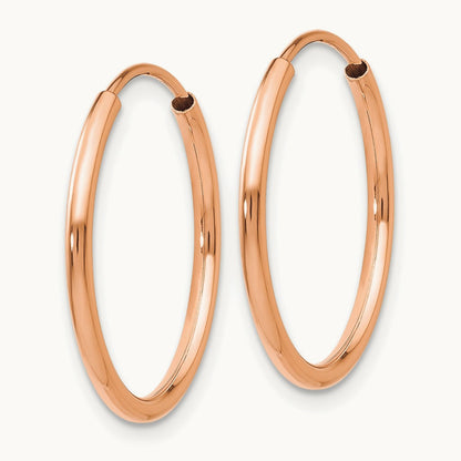 Polished Endless Tube Hoop Earrings, 1.50mm, 14K Rose Gold