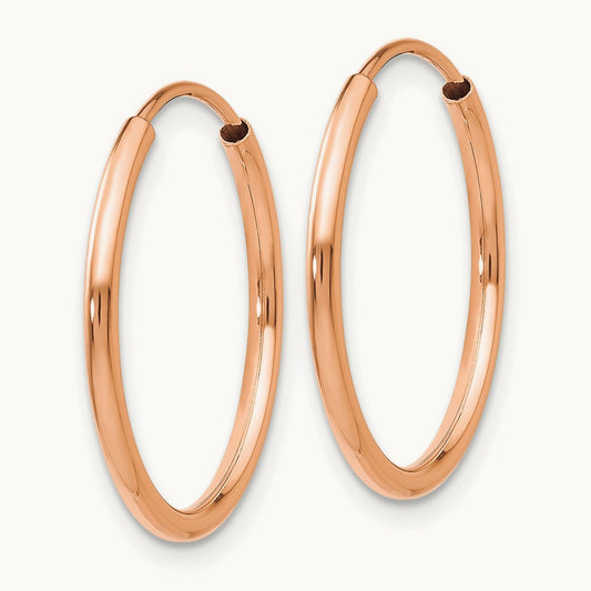 Polished Endless Tube Hoop Earrings, 1.50mm, 14K Rose Gold