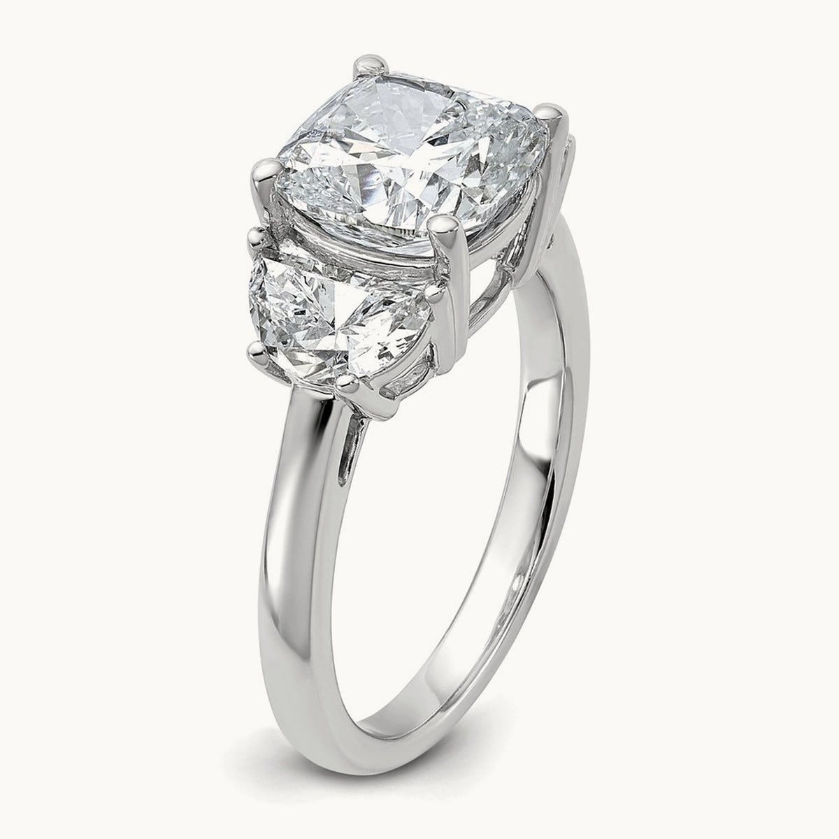 Half Moon & Cushion Semi-Mount Engagement Ring, 0.25-1.00 ct tw Lab-Grown Diamond — 1 ct, 14K White Gold