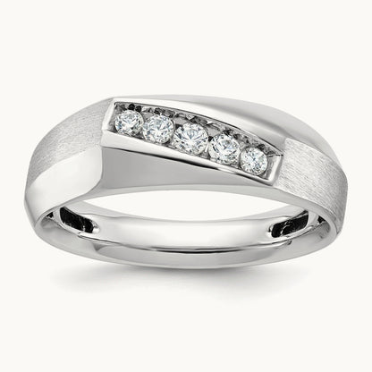 IBGoodman Men's Polished & Satin 5-Stone Diamond Ring, 14K White Gold