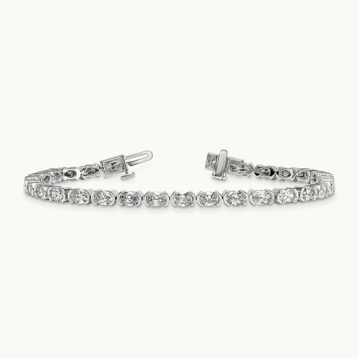 Oval Half Bezel-Set Bracelet, 6-11 7/8 ct Lab-Grown Diamond