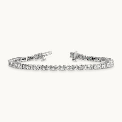 Oval Half Bezel-Set Bracelet, 6-11 7/8 ct Lab-Grown Diamond