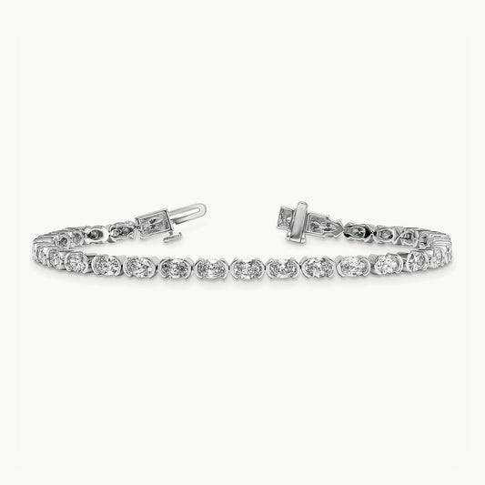 Oval Half Bezel-Set Bracelet, 6-11 7/8 ct Lab-Grown Diamond