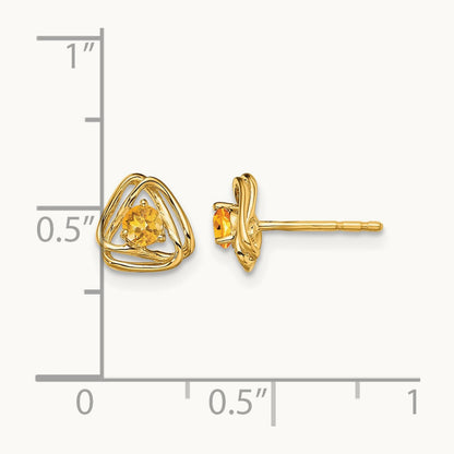 Citrine Post Earrings — 14K Yellow Gold