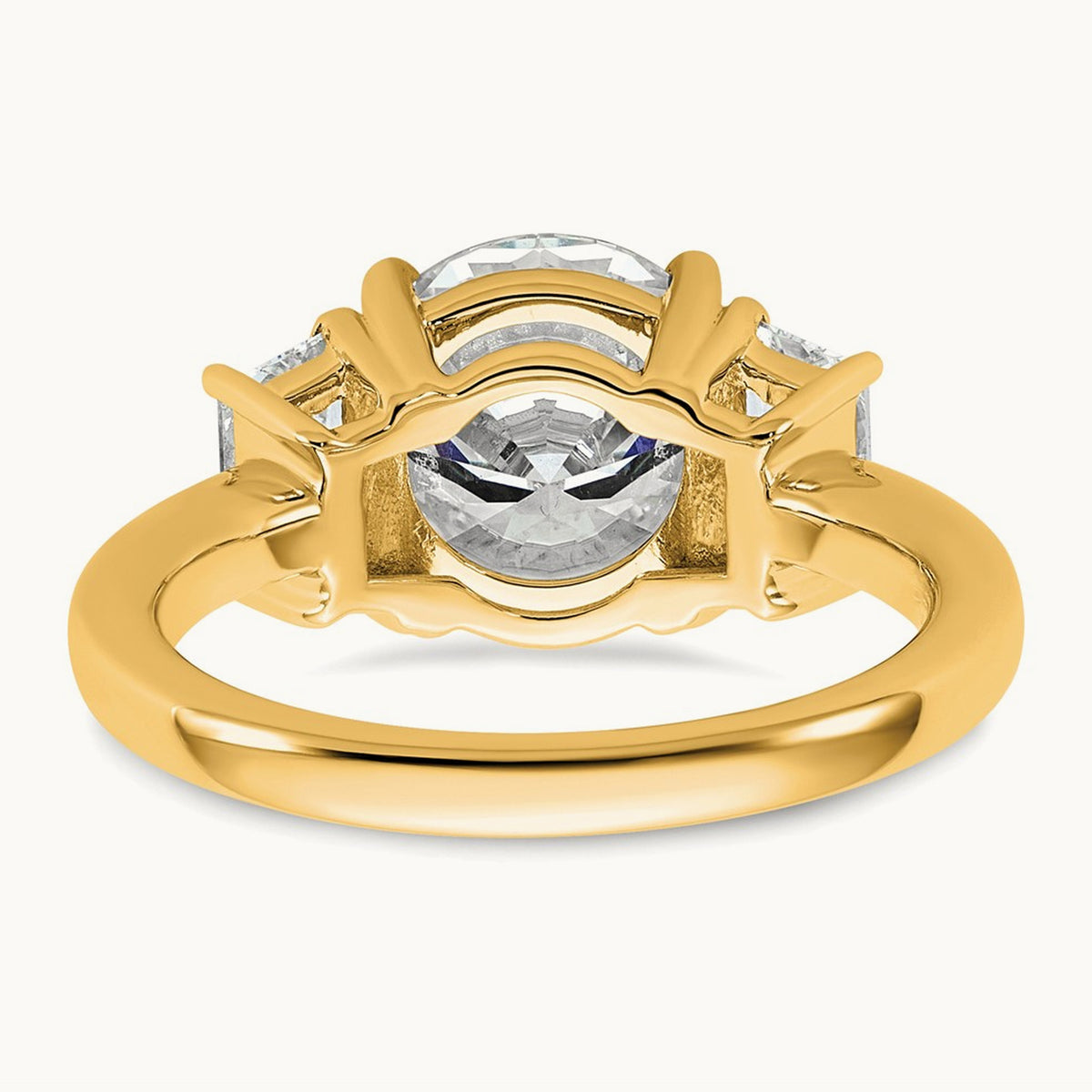Trapezoid Sidestones Engagement Ring, 0.25-3.75 ct tw Lab-Grown Diamond — 3 3/4 ct, VS (Best) · Certified, 14K Yellow Gold