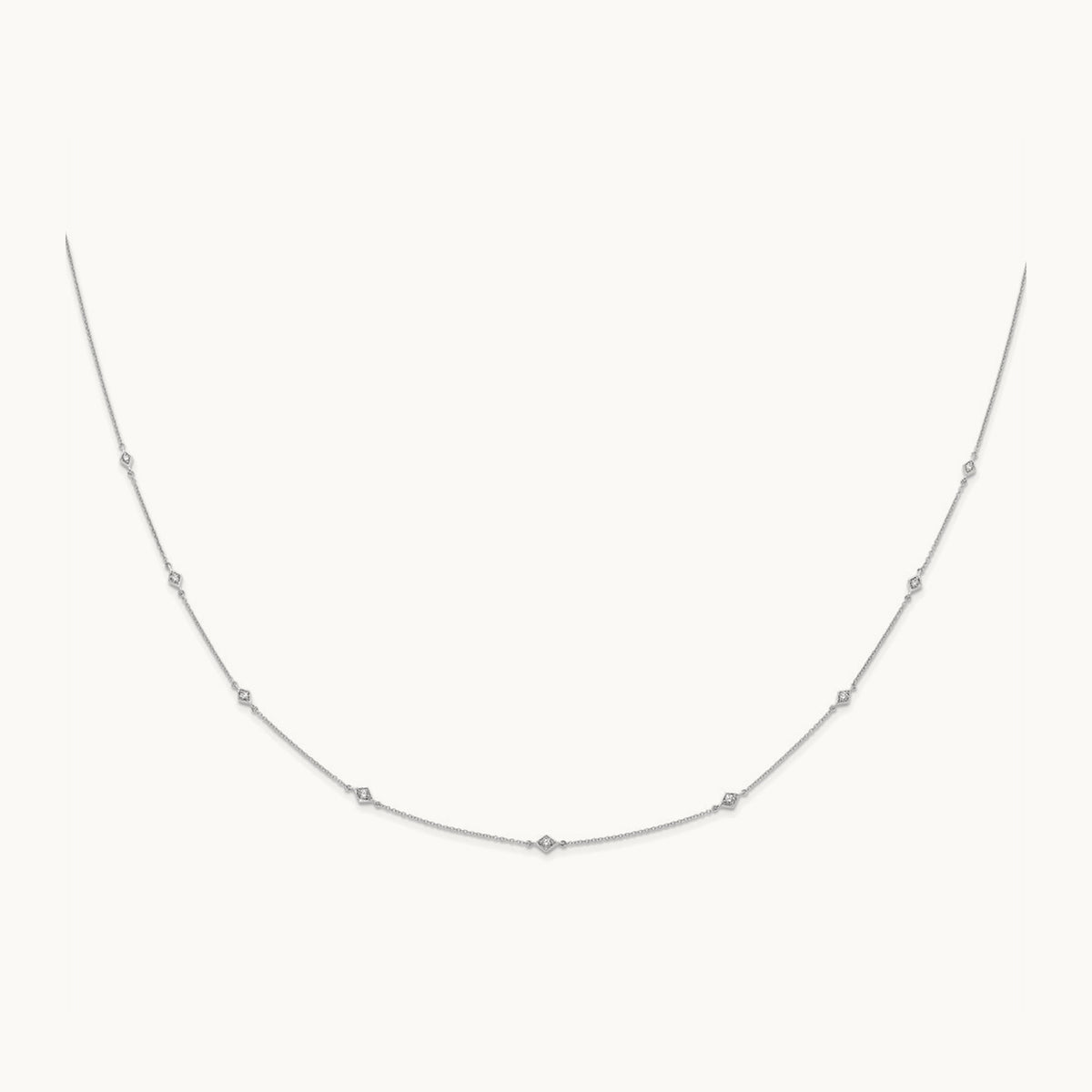Diamond Multi Station Necklace — 14K White Gold