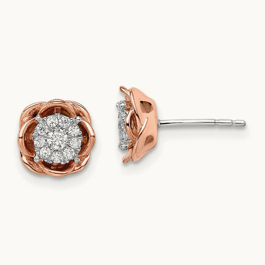 Cluster Flower Post Earrings, 0.25 ct tw Lab-Grown Diamond