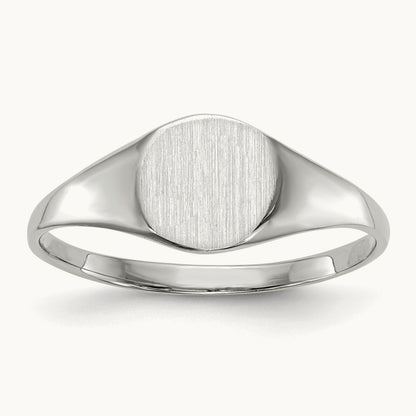 6.5x7. Closed Back Signet Ring, 5mm, 14K White Gold