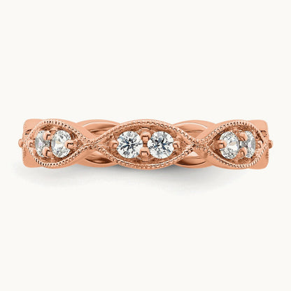 Polished Vintage Pave Eternity Band, 1/2 ct