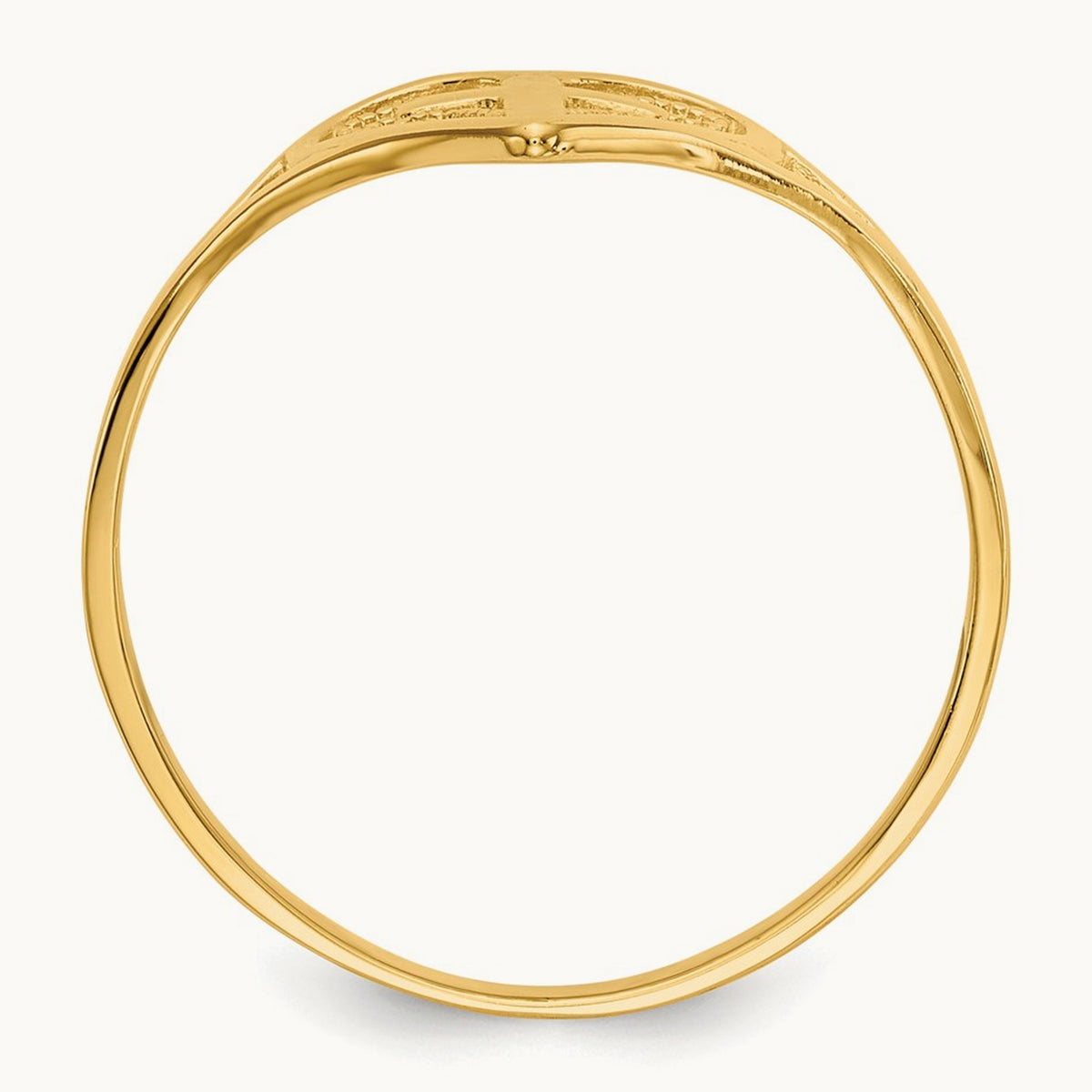 Polished Heart w/ Cross Ring, 14K