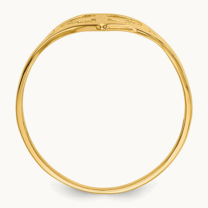Polished Heart w/ Cross Ring, 14K