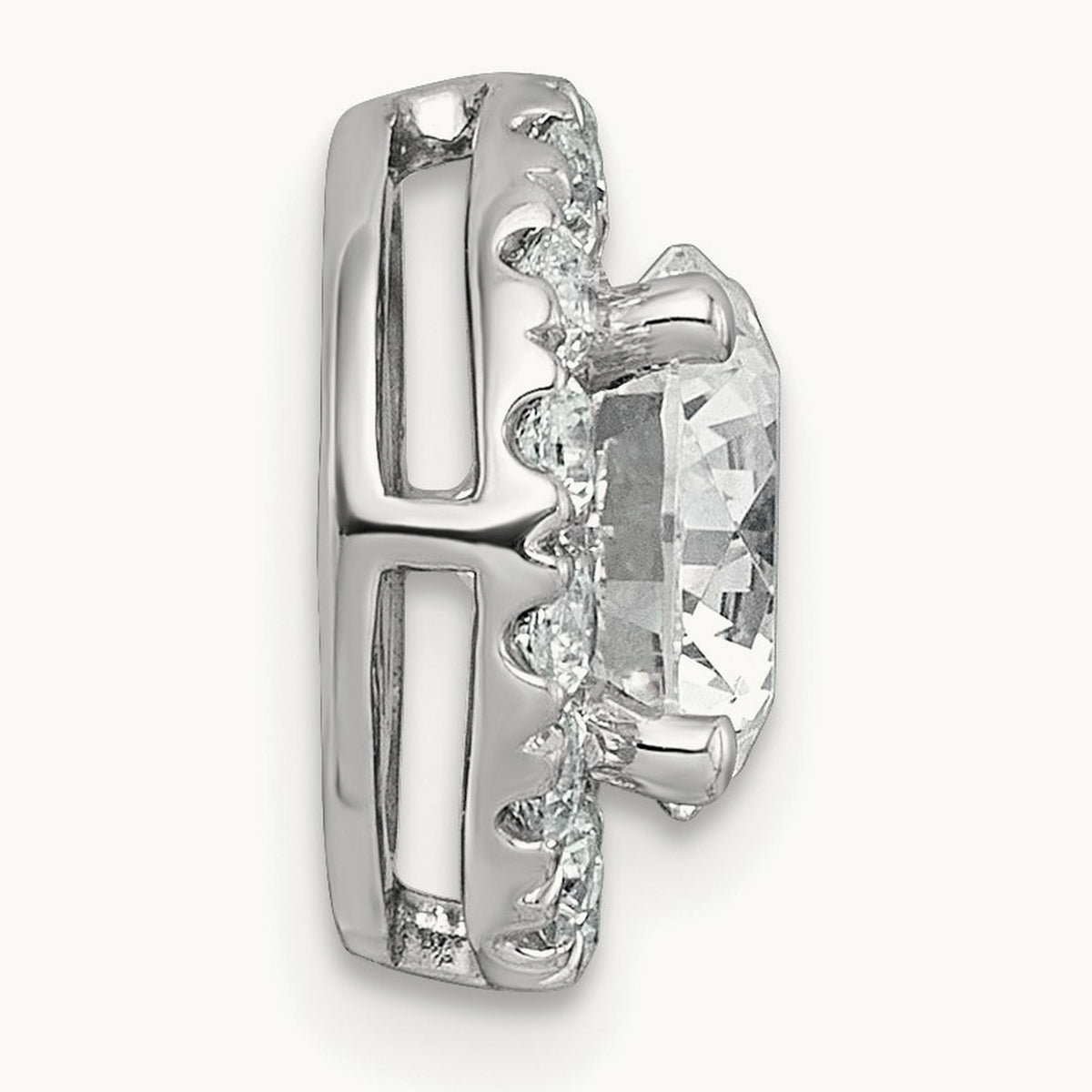 Round Halo Chain Slide Pendant, 0.25-5.00 ct tw Lab-Grown Diamond — 2 1/2 ct, 14K White Gold