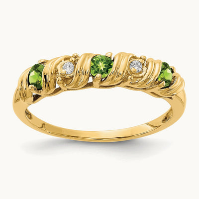 Peridot AA Diamond ring — 14K Yellow Gold