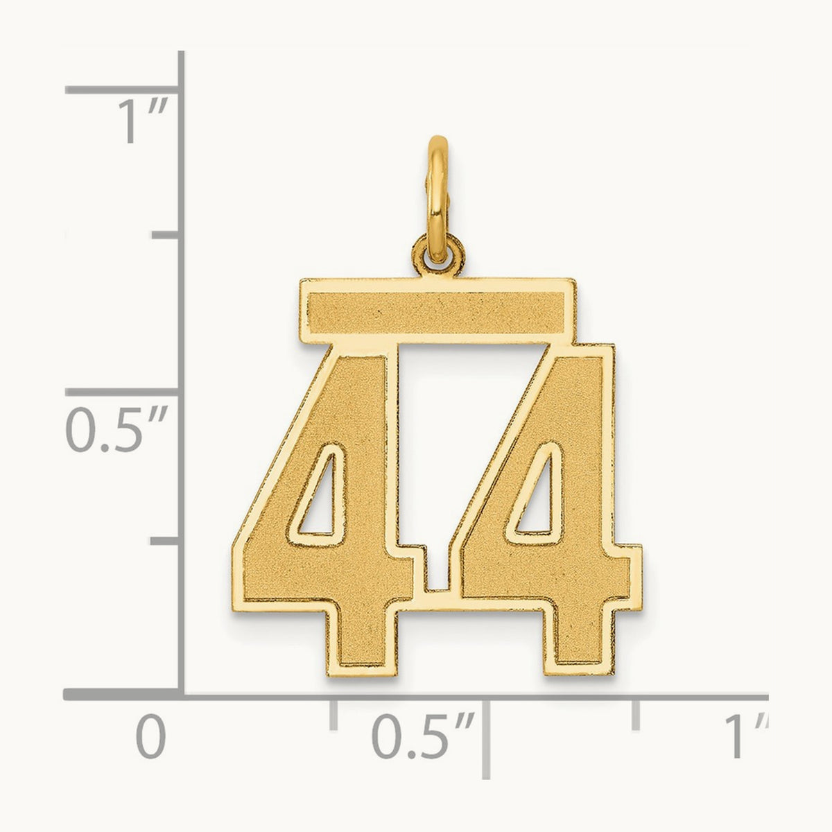 Medium Satin Number 44 Charm, 14K