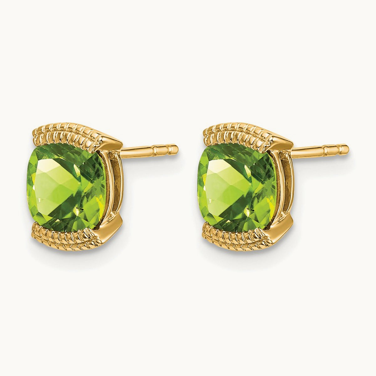 Peridot Post Earrings — 14K Yellow Gold
