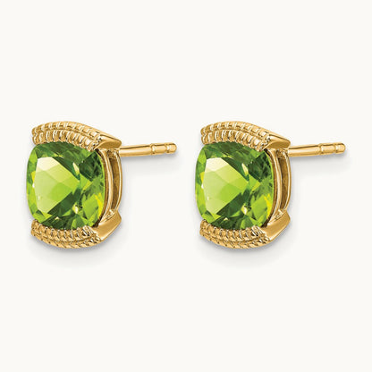 Peridot Post Earrings — 14K Yellow Gold