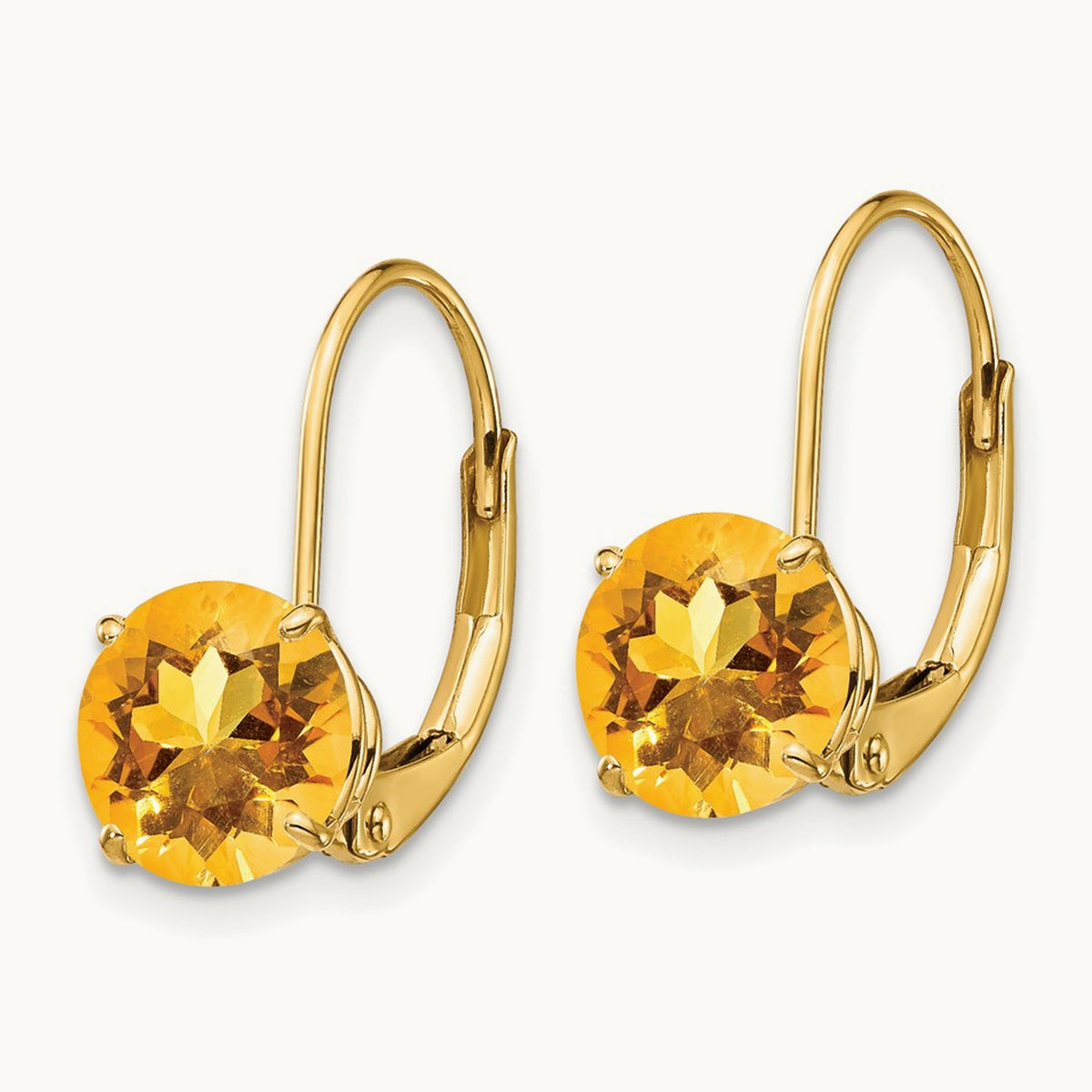 Citrine Leverback Earrings — 7mm