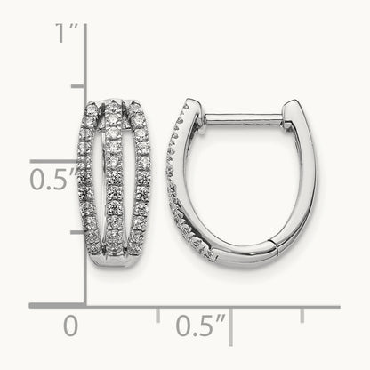 3-row Diamond Hinged Hoop Earrings — 15mm