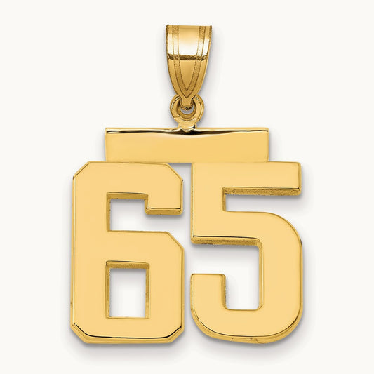 Medium Polished Number 65 Charm, 14K