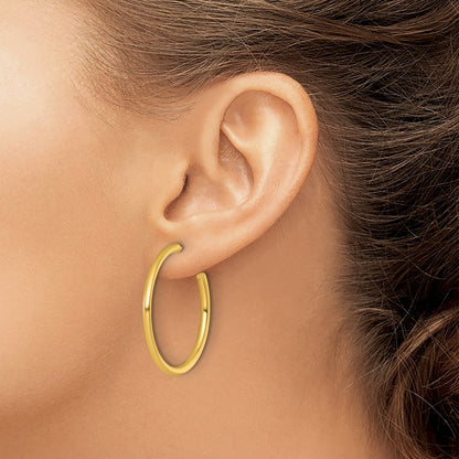 2.5 x Polished Post Hoop Earrings — 14K Yellow Gold