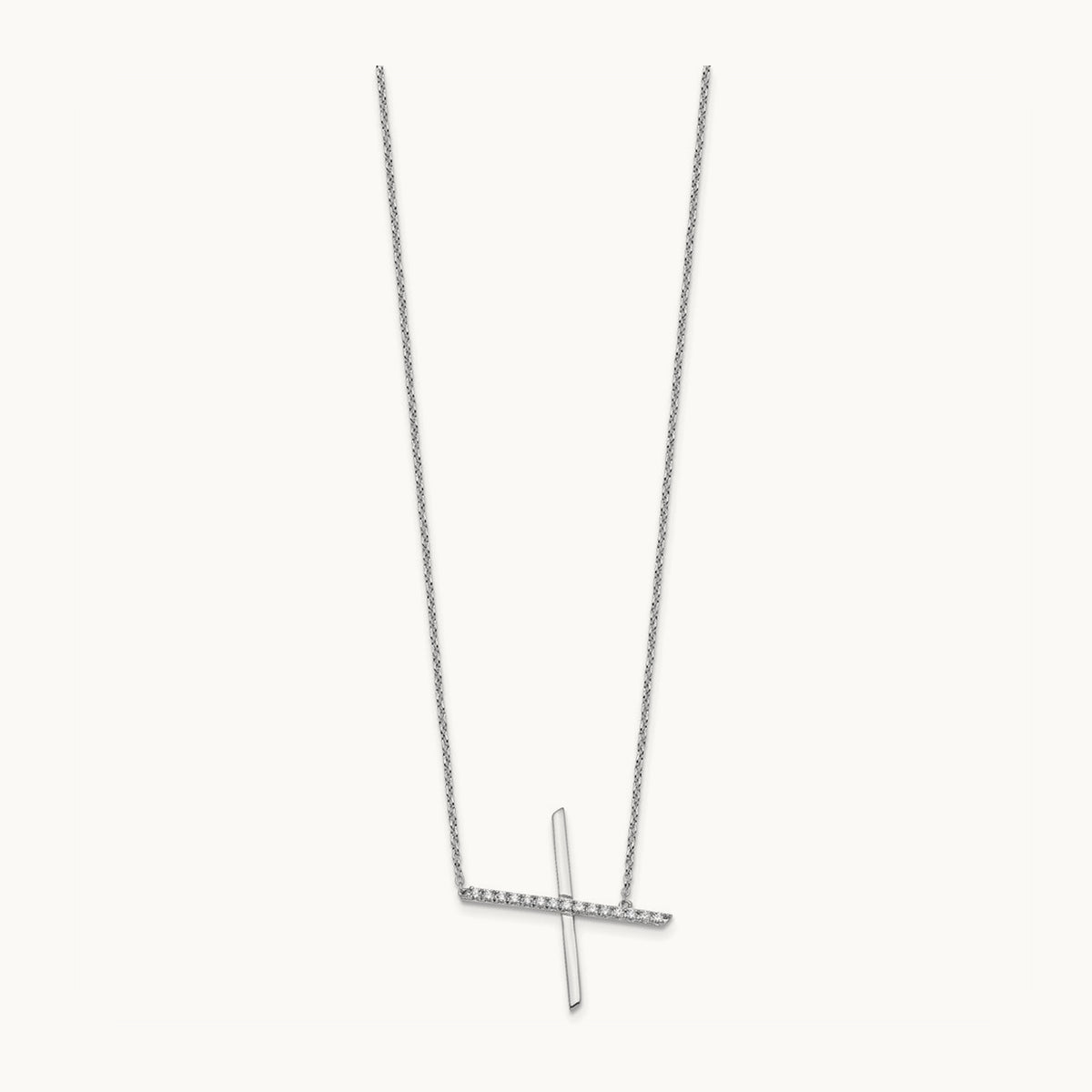 Sideways Diamond Necklace — 14K White Gold, X
