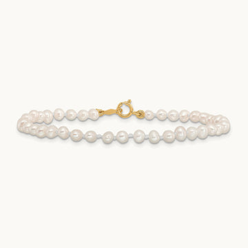 Madi K 3- White Egg Shape FW Cultured Pearl Bracelet, 4mm, 14K