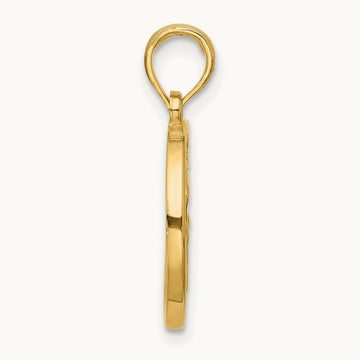 Polished Round Aquarius Pendant, 14K