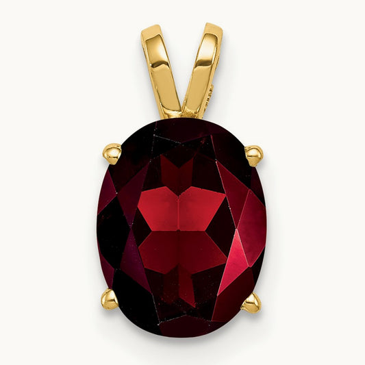 9x7mm Oval Garnet pendant, 14K